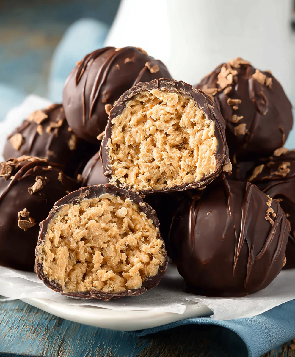 Easy Peanut Butter Rice Krispie Balls - No Bake Treat