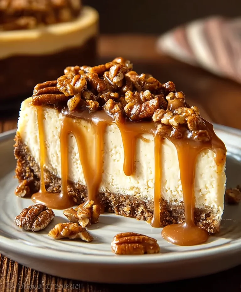 Decadent Caramel Pecan Cheesecake-Rich Creamy Dessert