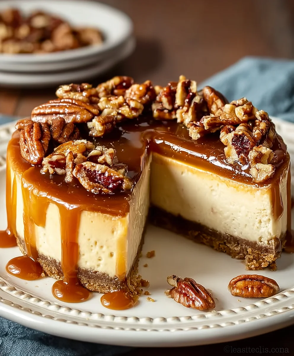 Decadent Caramel Pecan Cheesecake-Rich Creamy Dessert