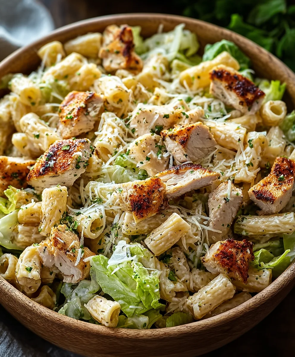 Easy Chicken Caesar Pasta Salad Recipe