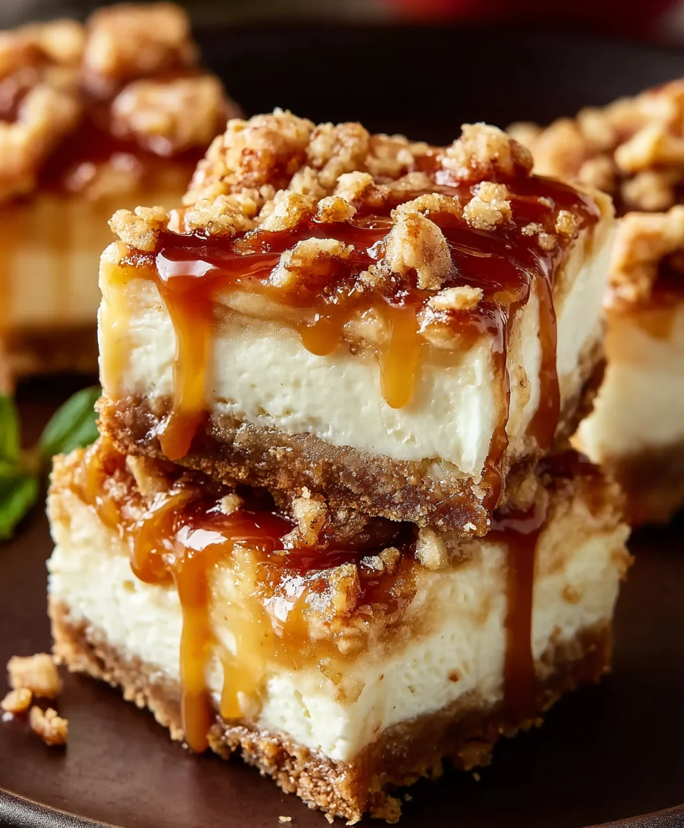 Caramel Apple Cheesecake Bars-Decadent Fall Treat