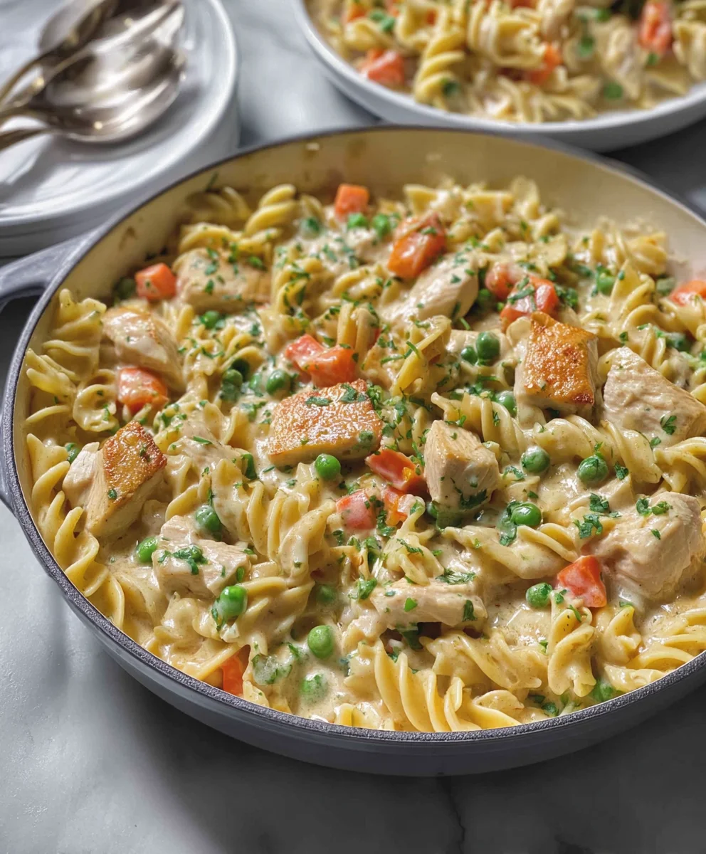 Quick Chicken Pot Pie Pasta Easy One-Dish Meal
