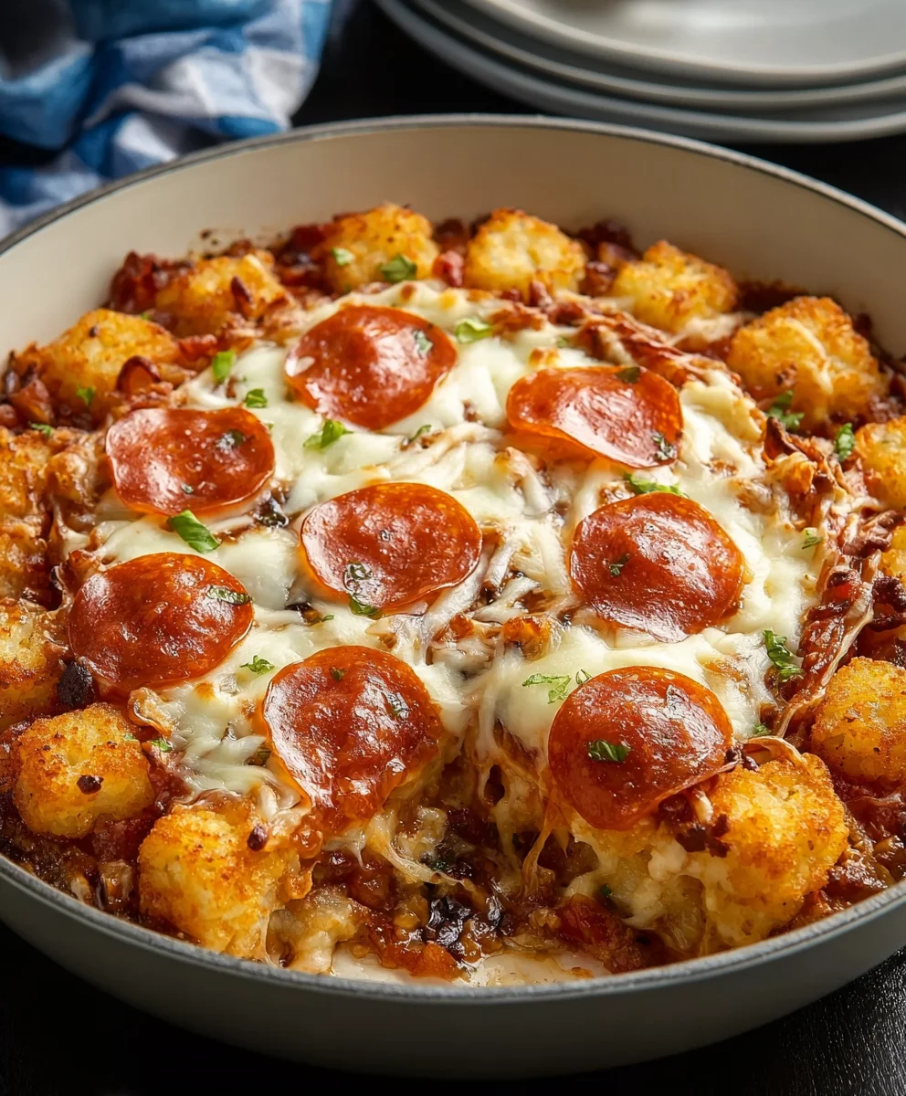 Easy Pizza Tot Casserole Recipe-Family Favorite