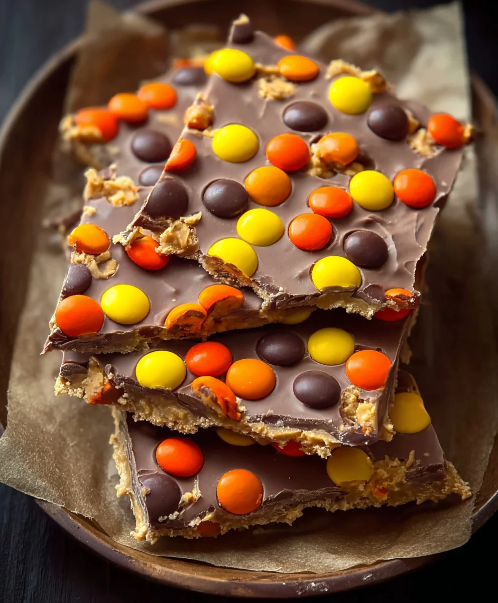 Reese's Pieces Peanut Butter Bark-Easy & Delicious Treat
