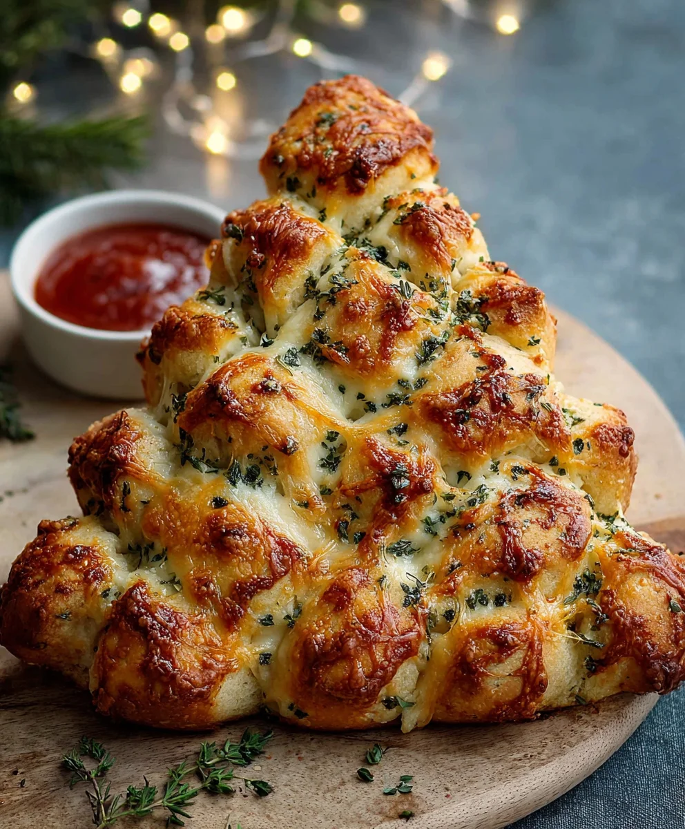 Cheesy Christmas Tree Bread-Festive Festive Appetizer