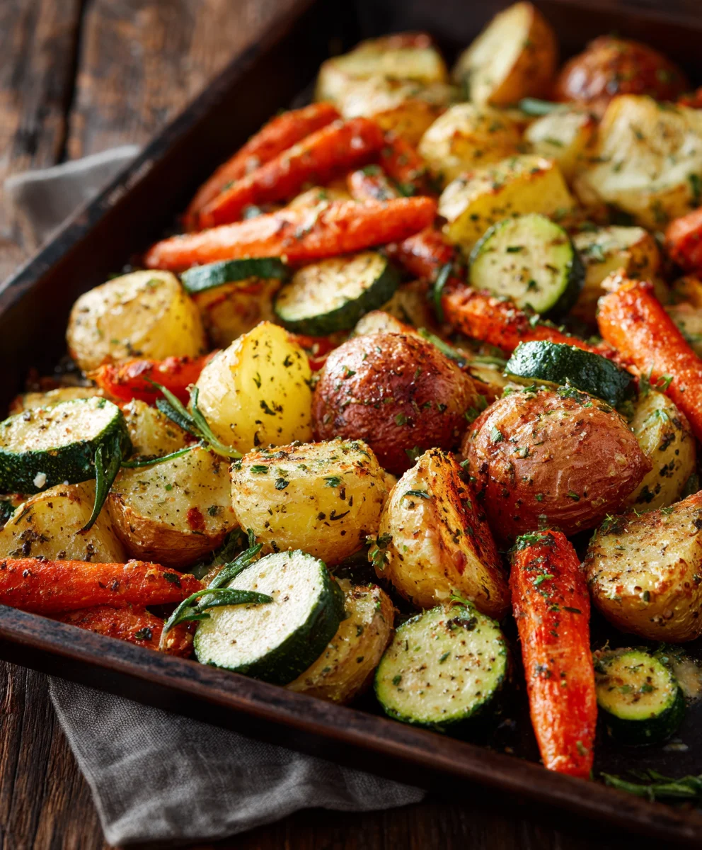 Garlic Herb Roasted Potatoes Carrots Zucchini Delight