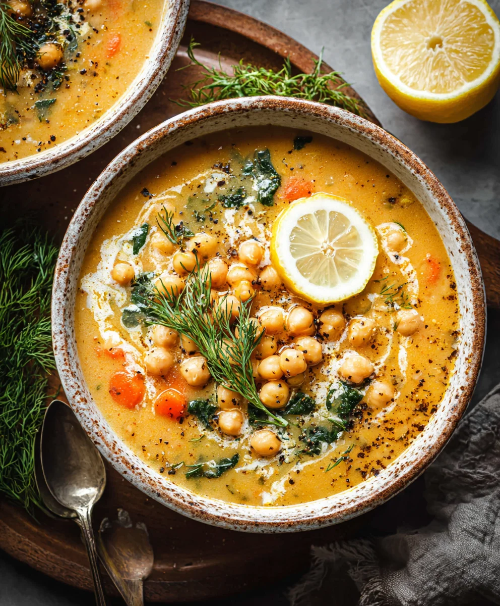 Lemony Greek Chickpea Soup - Easy Comfort Food