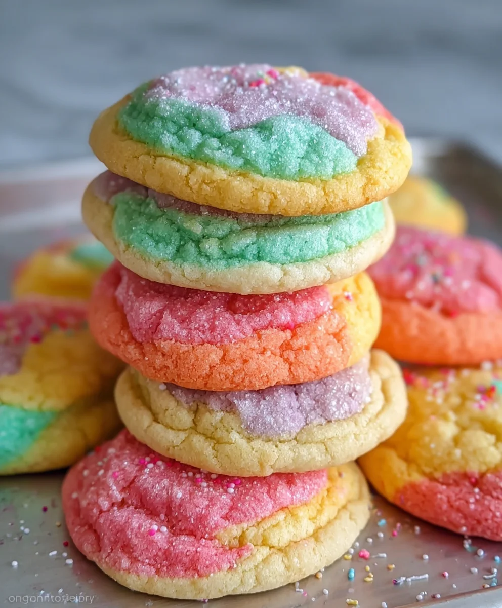 Fruity Rainbow Sherbet Cookies - Easy No-Bake Treat