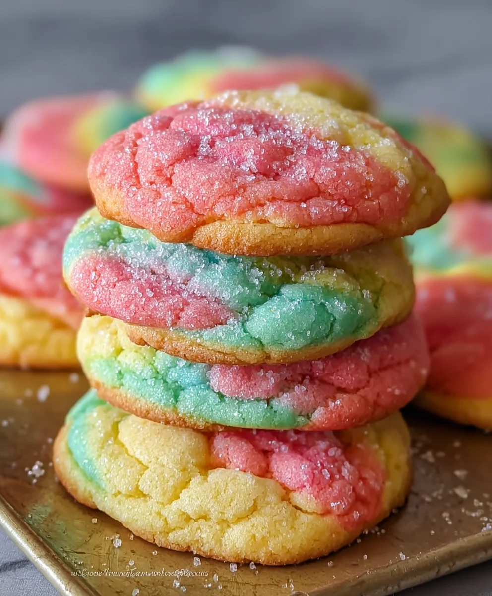 Fruity Rainbow Sherbet Cookies - Easy No-Bake Treat