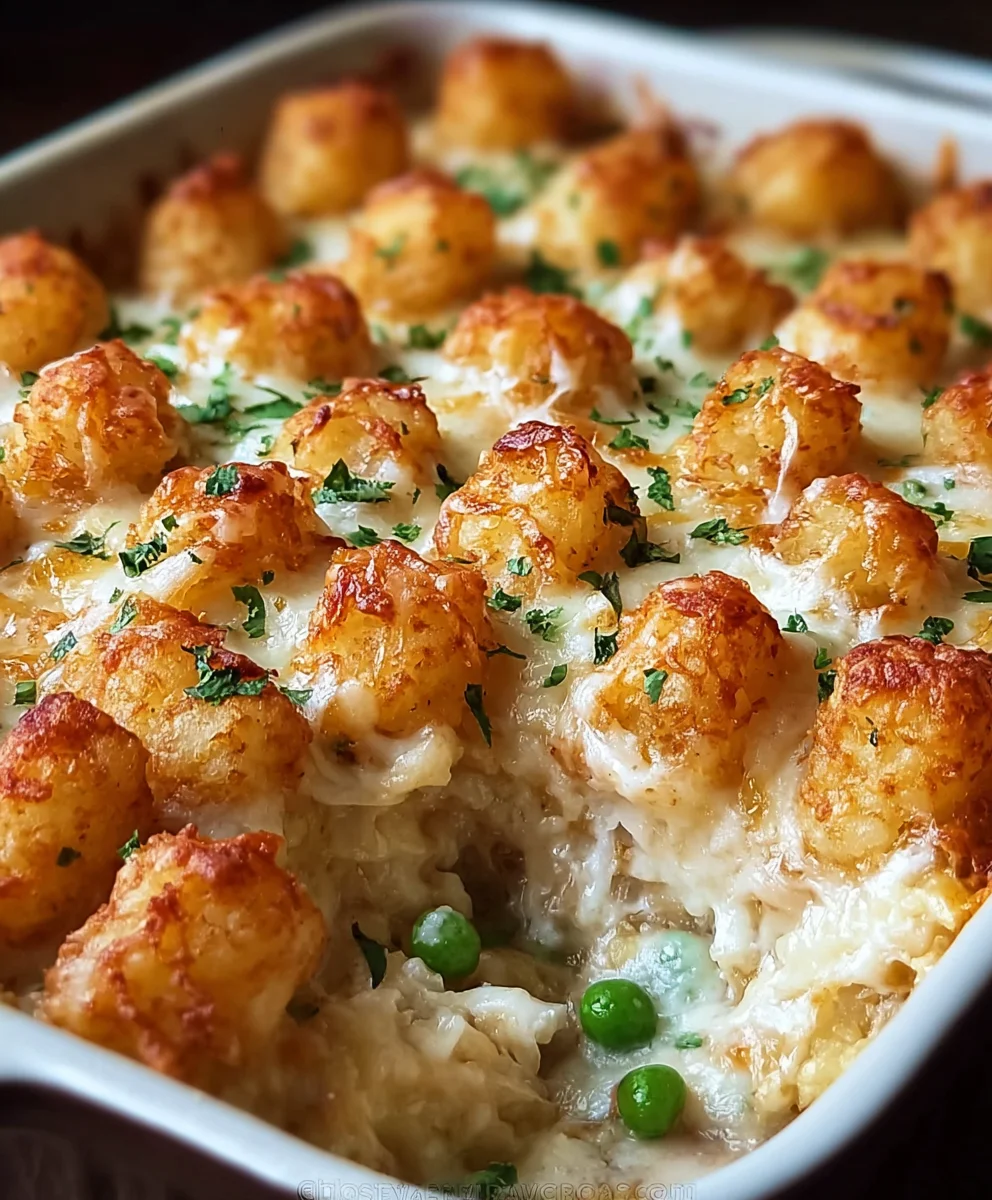 Easy Alfredo Tater Tot Casserole Recipe