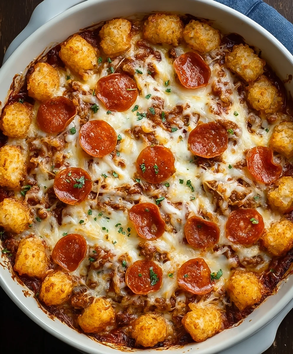 Easy Pizza Tot Casserole Recipe-Family Favorite