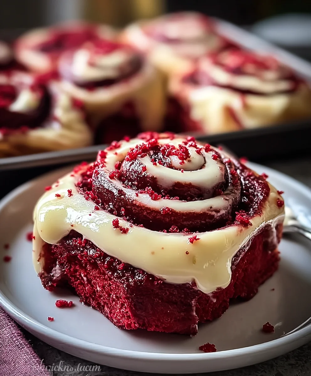 Red Velvet Cinnamon Rolls-Decadent Cream Cheese Frosting