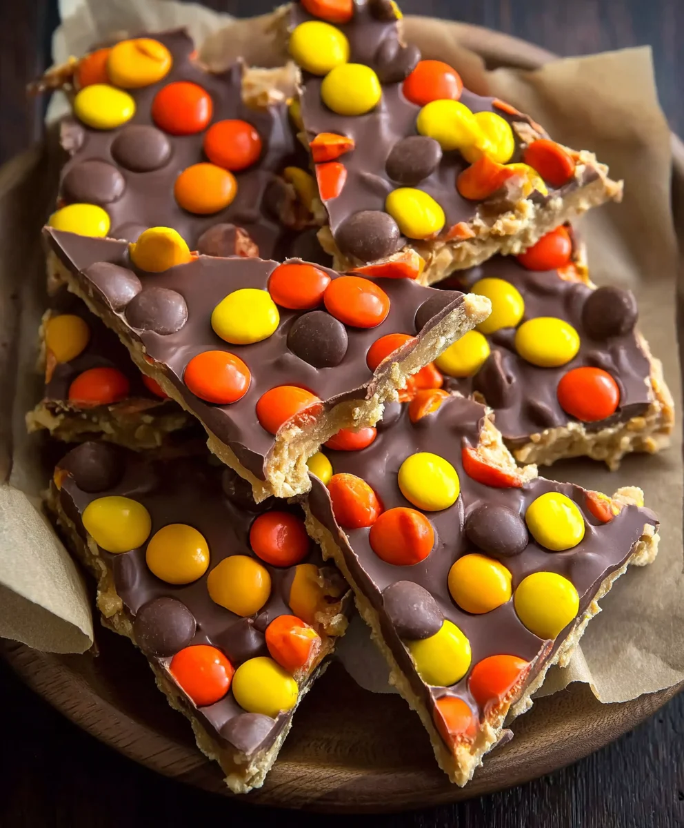 Reese's Pieces Peanut Butter Bark-Easy & Delicious Treat