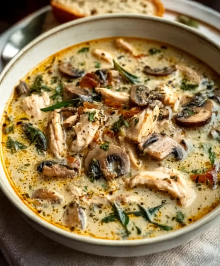 Easy Rotisserie Chicken Mushroom Soup-Hearty & Delicious