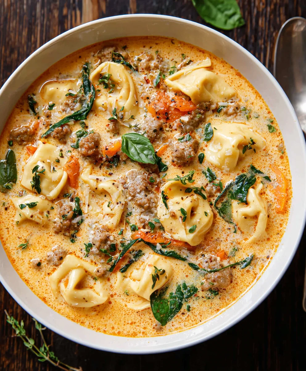Creamy Beef Tortellini Soup- Easy Comfort Food