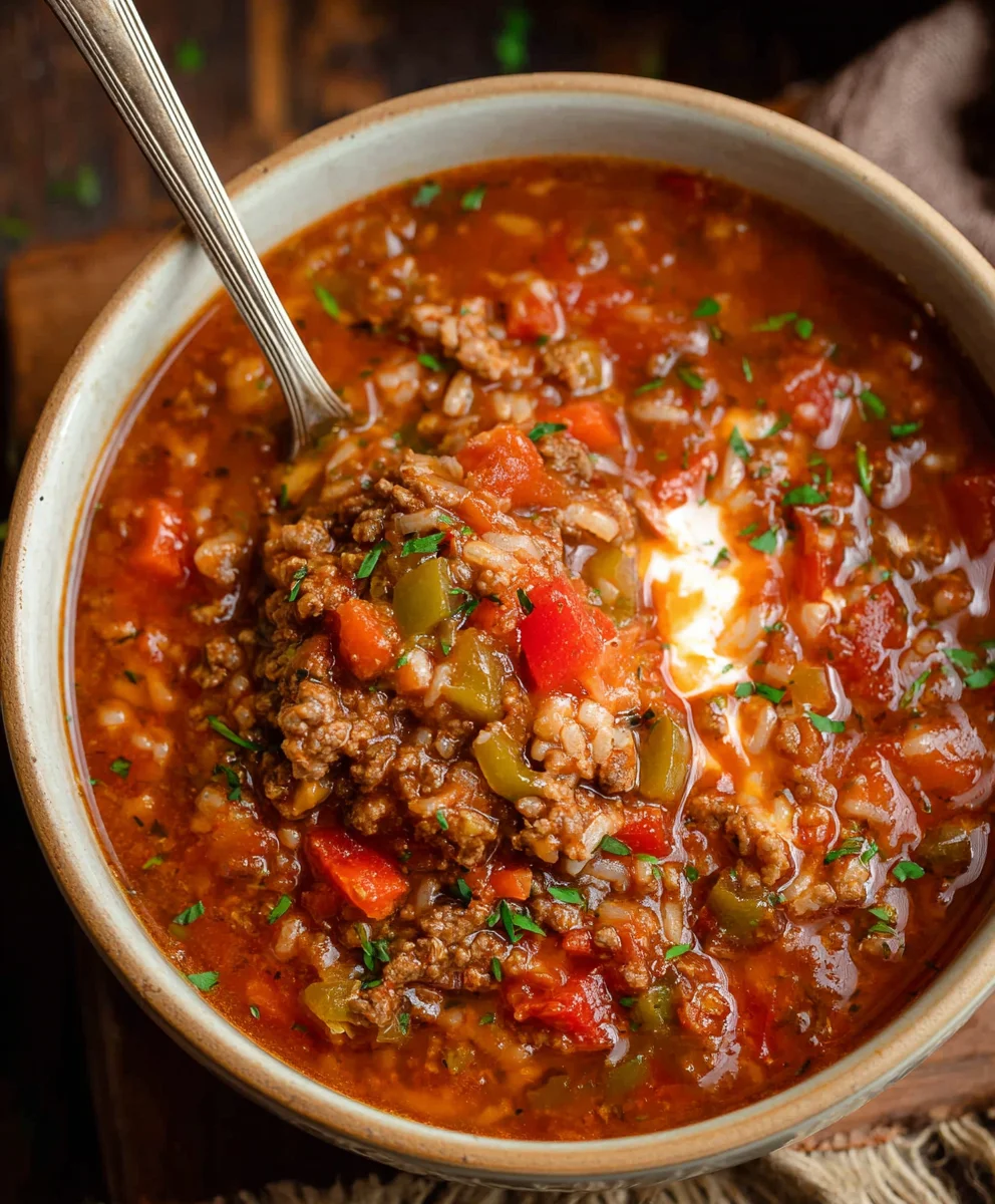 Easy Stuffed Pepper Soup - Hearty Beef & Veggies