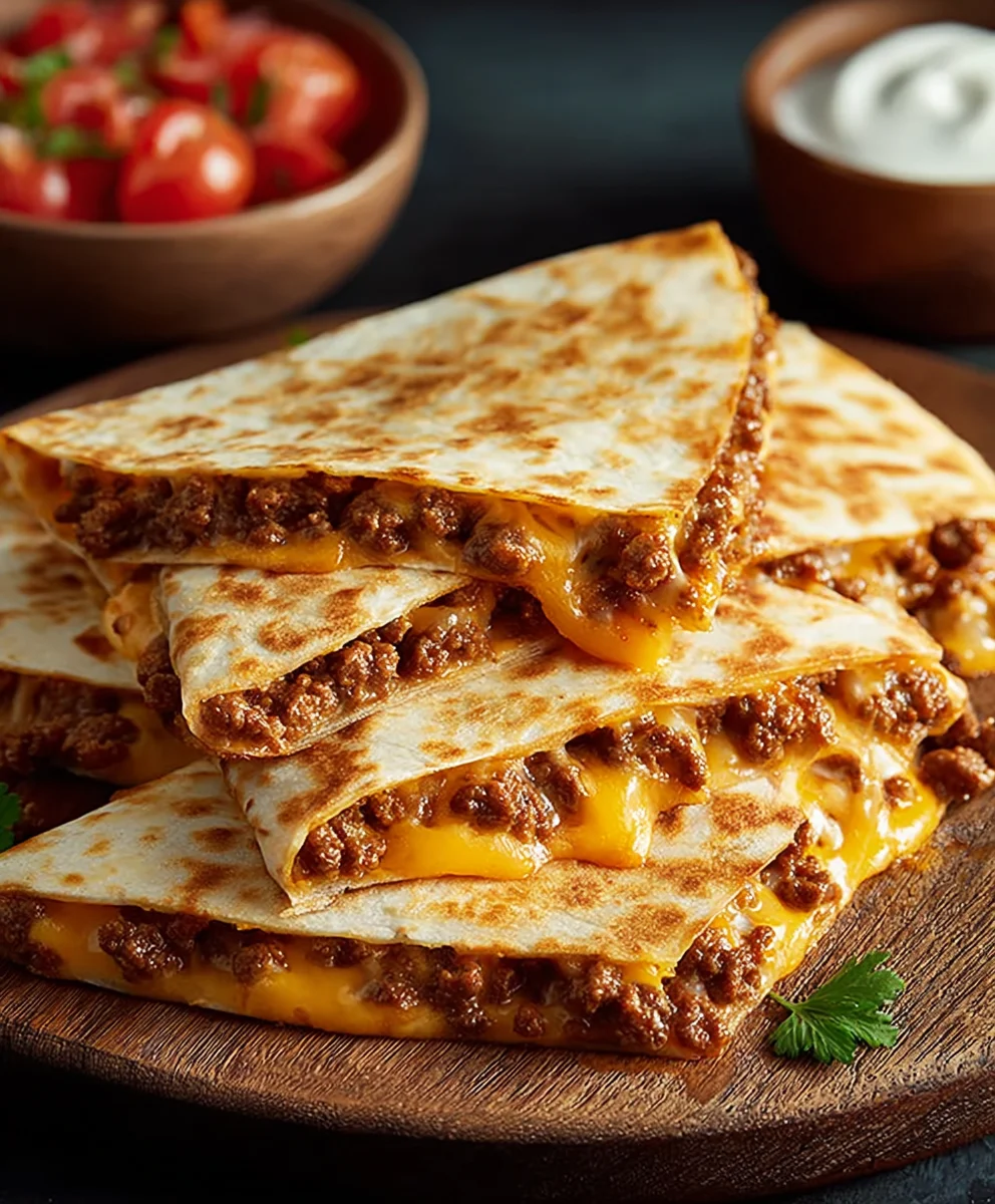 Easy Cheesy Ground Beef Quesadillas Recipe