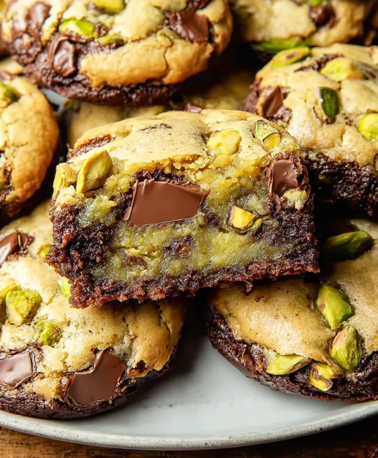 Pistachio Brookies-Delicious Chocolate Brownie Cookie Bars