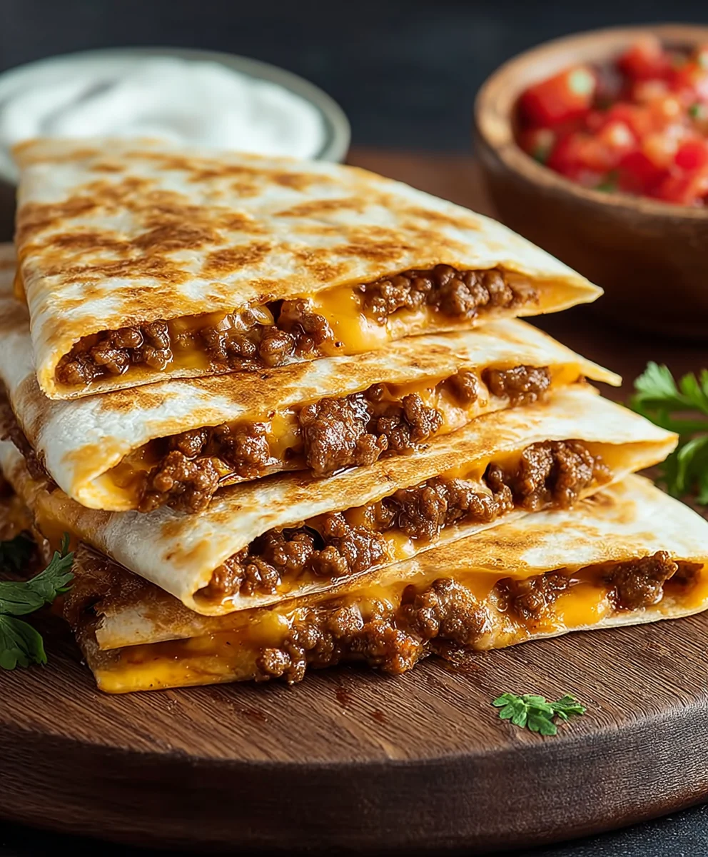 Easy Cheesy Ground Beef Quesadillas Recipe