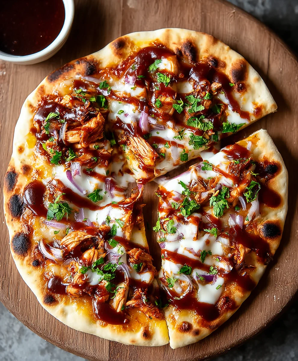 Easy BBQ Chicken Naan Pizza - Quick & Delicious Recipe