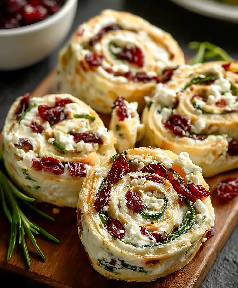 Cranberry Feta Pinwheels Easy Appetizer Recipe