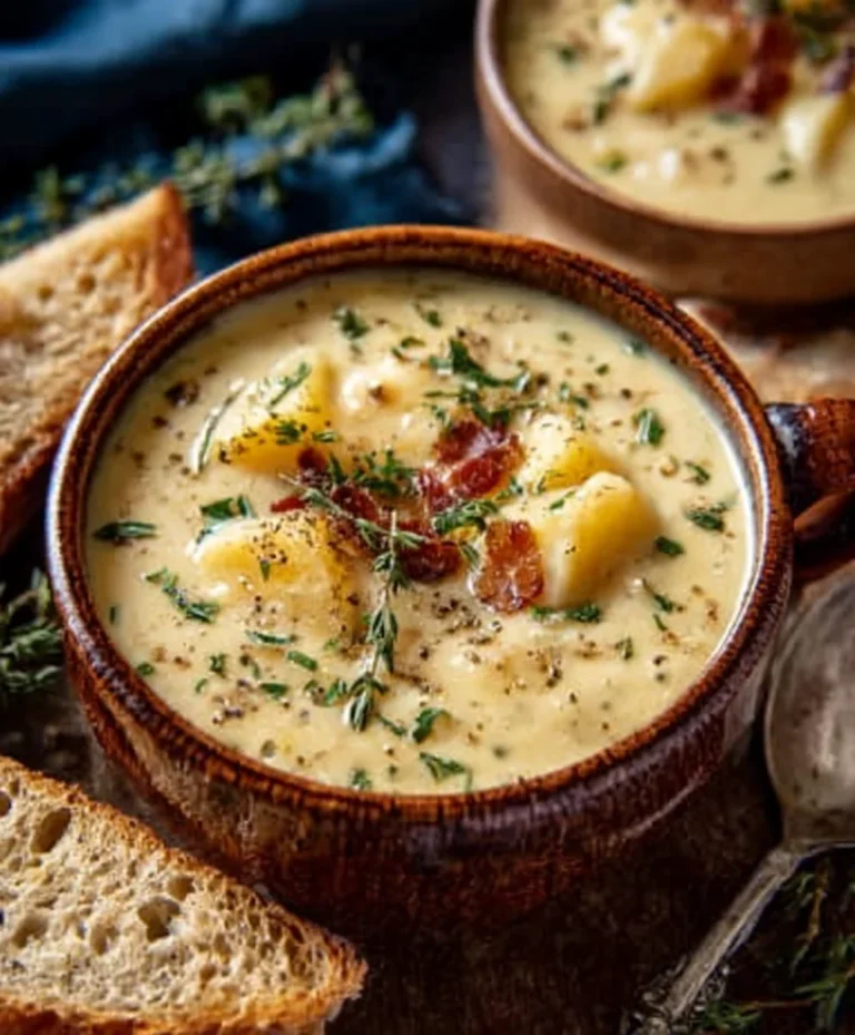 Hearty Cheddar Garlic Herb Potato Soup – Easy Recipe