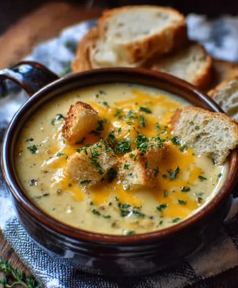 Hearty Cheddar Garlic Herb Potato Soup - Easy Recipe