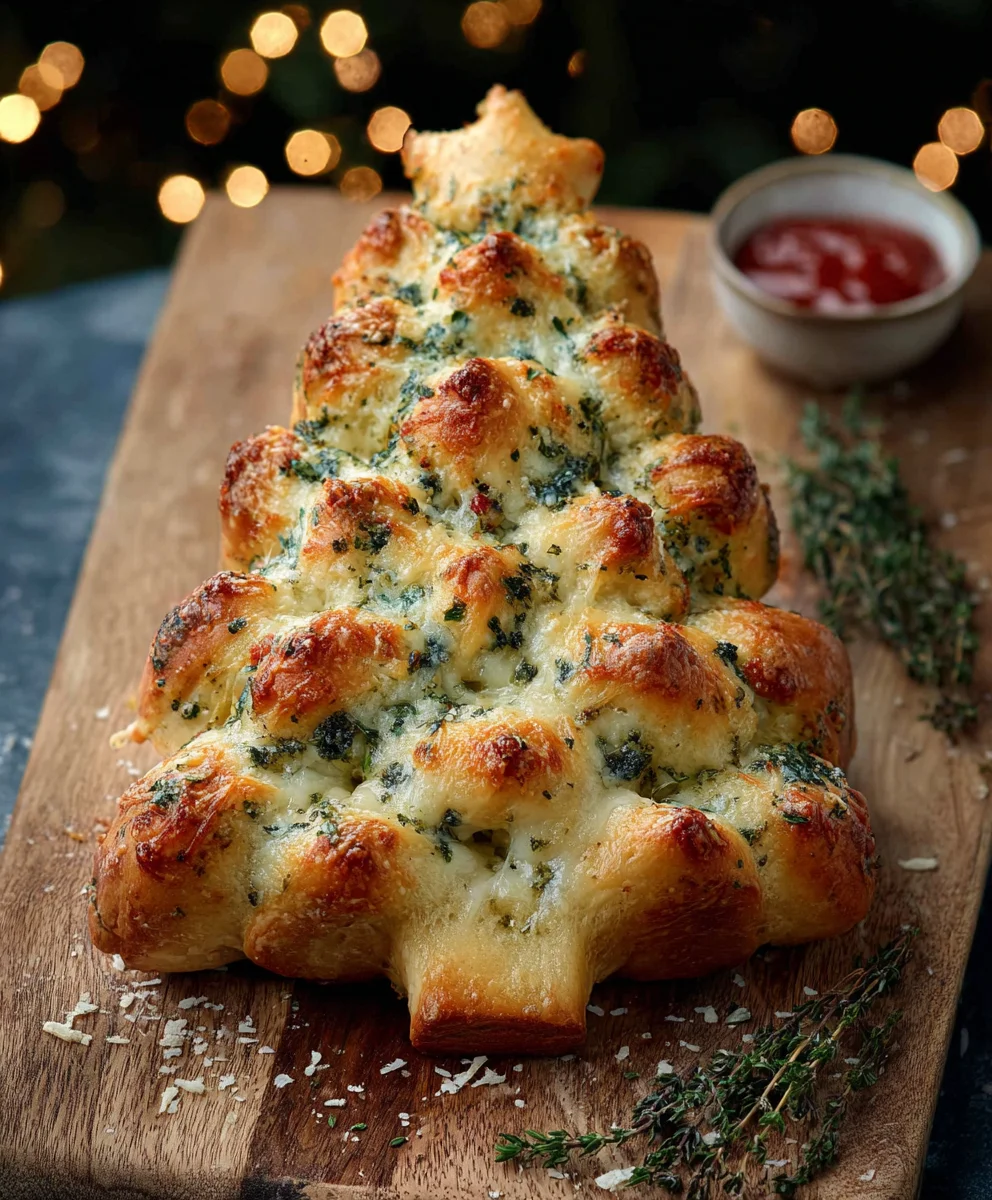 Cheesy Christmas Tree Bread-Festive Festive Appetizer