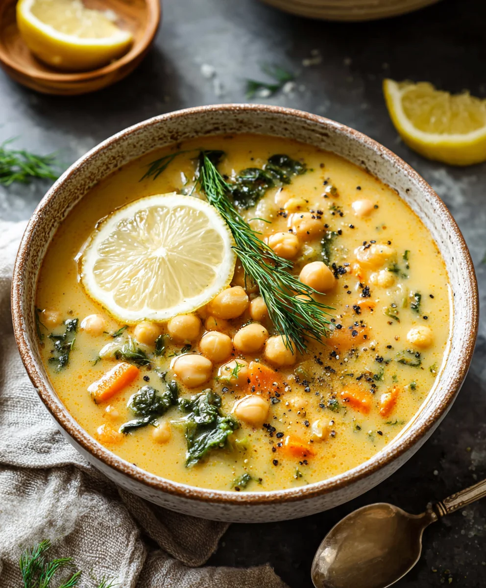 Lemony Greek Chickpea Soup - Easy Comfort Food