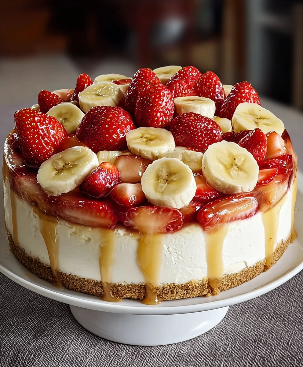 Strawberry Banana Pudding Cheesecake Delight