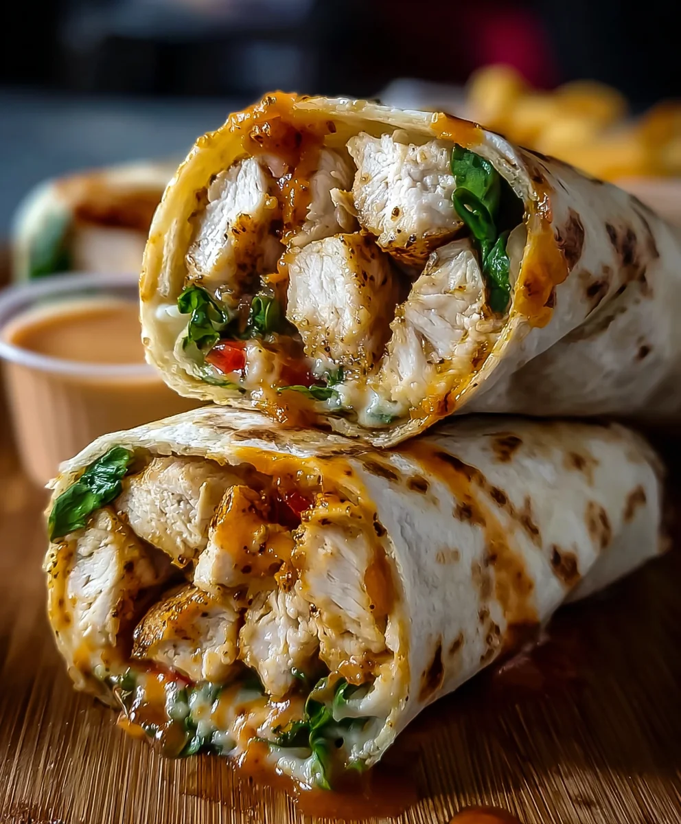 Cheesy Garlic Chicken Wraps - Easy & Delicious