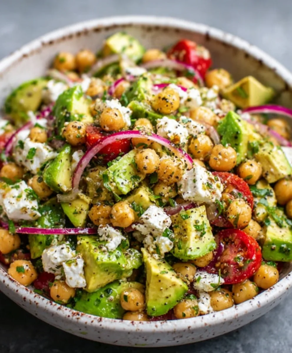 Chickpea Feta Avocado Salad - Easy Healthy Recipe