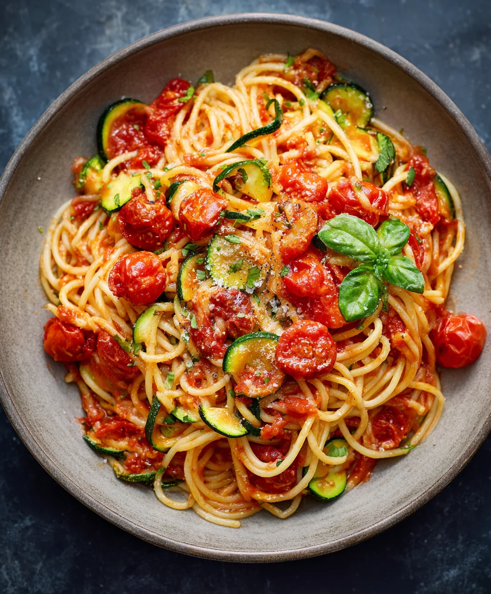 Healthy Tomato Zucchini Pasta - Quick & Easy Recipe