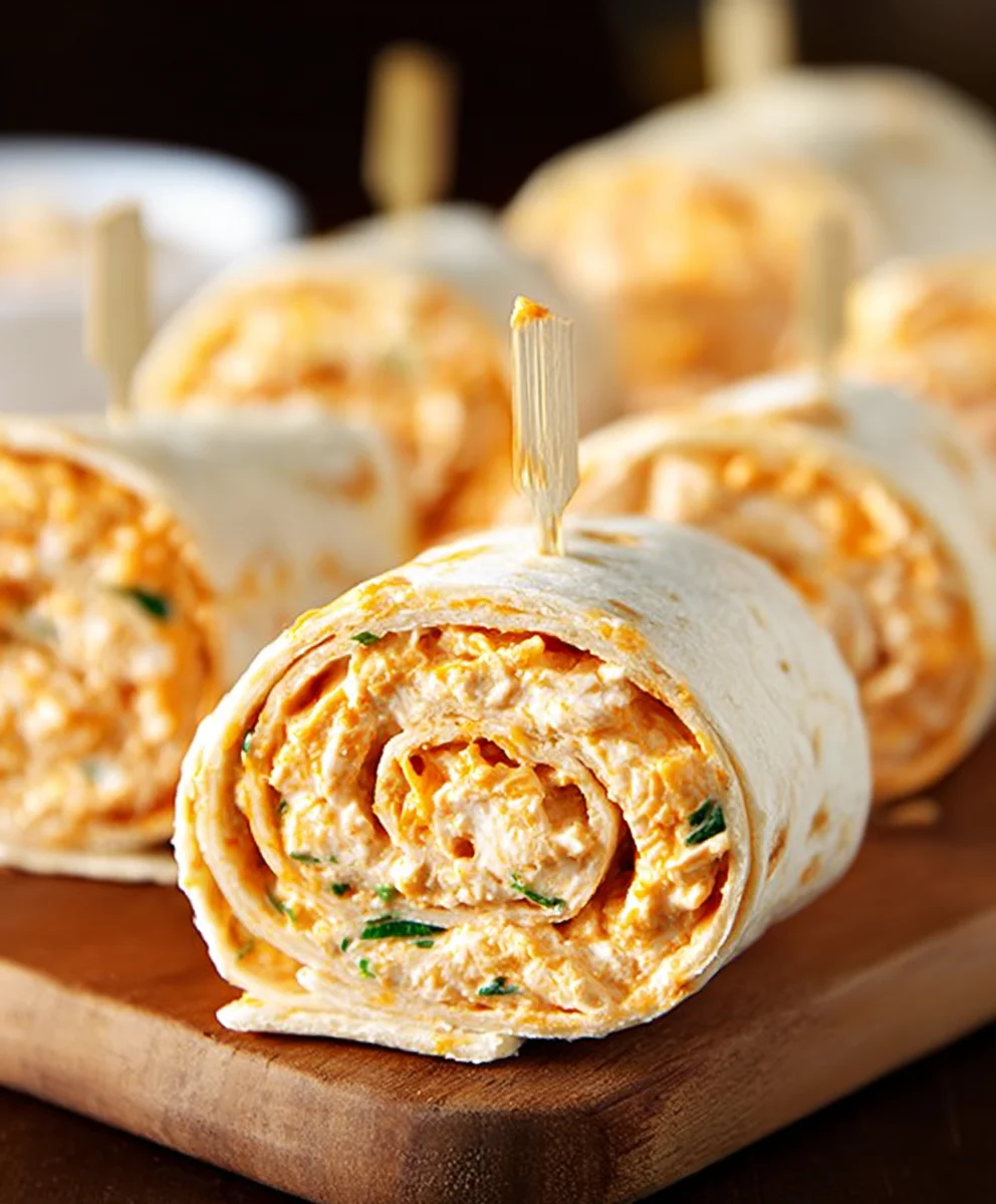 Spicy Buffalo Chicken Tortilla Pinwheels - Easy Appetizer