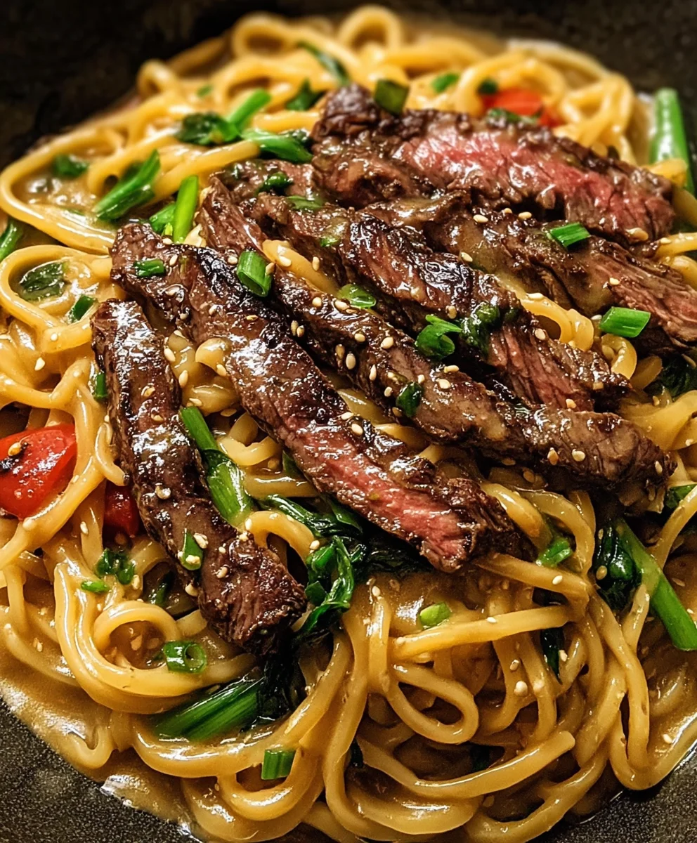 Garlic Butter Steak Lightning Noodles-Quick & Flavorful