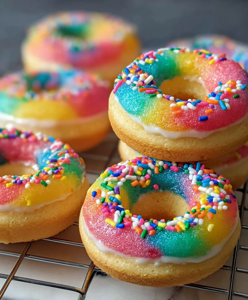 Mini Rainbow Vanilla Bean Donuts Delight