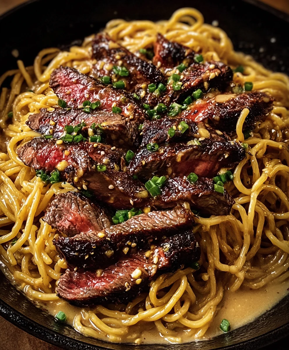 Garlic Butter Steak Lightning Noodles-Quick & Flavorful