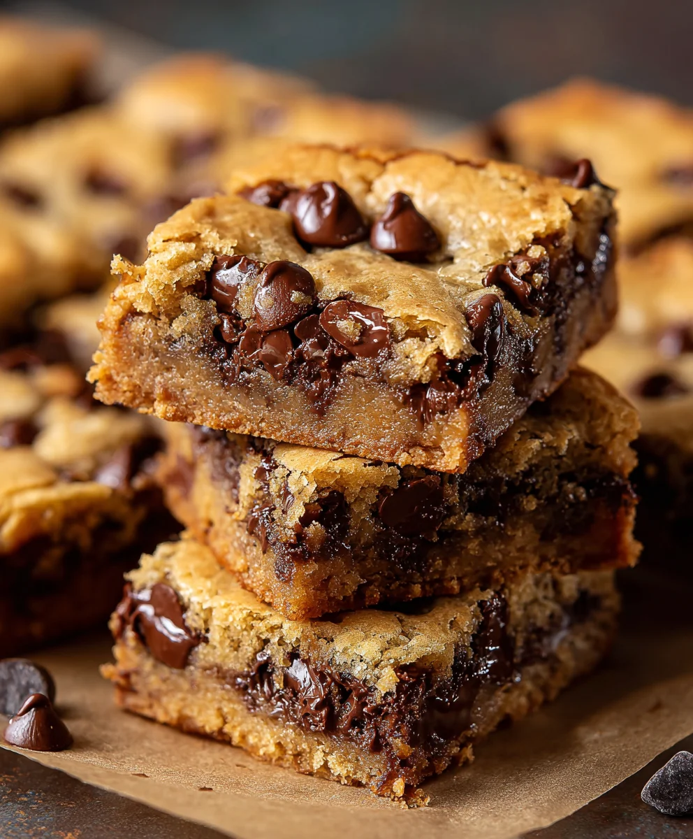 Gooey Chocolate Chip Cookie Bars-Easy Delicious Recipe