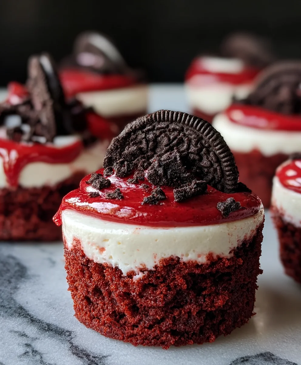 Mini Red Velvet Oreo Cheesecakes-Easy Recipe