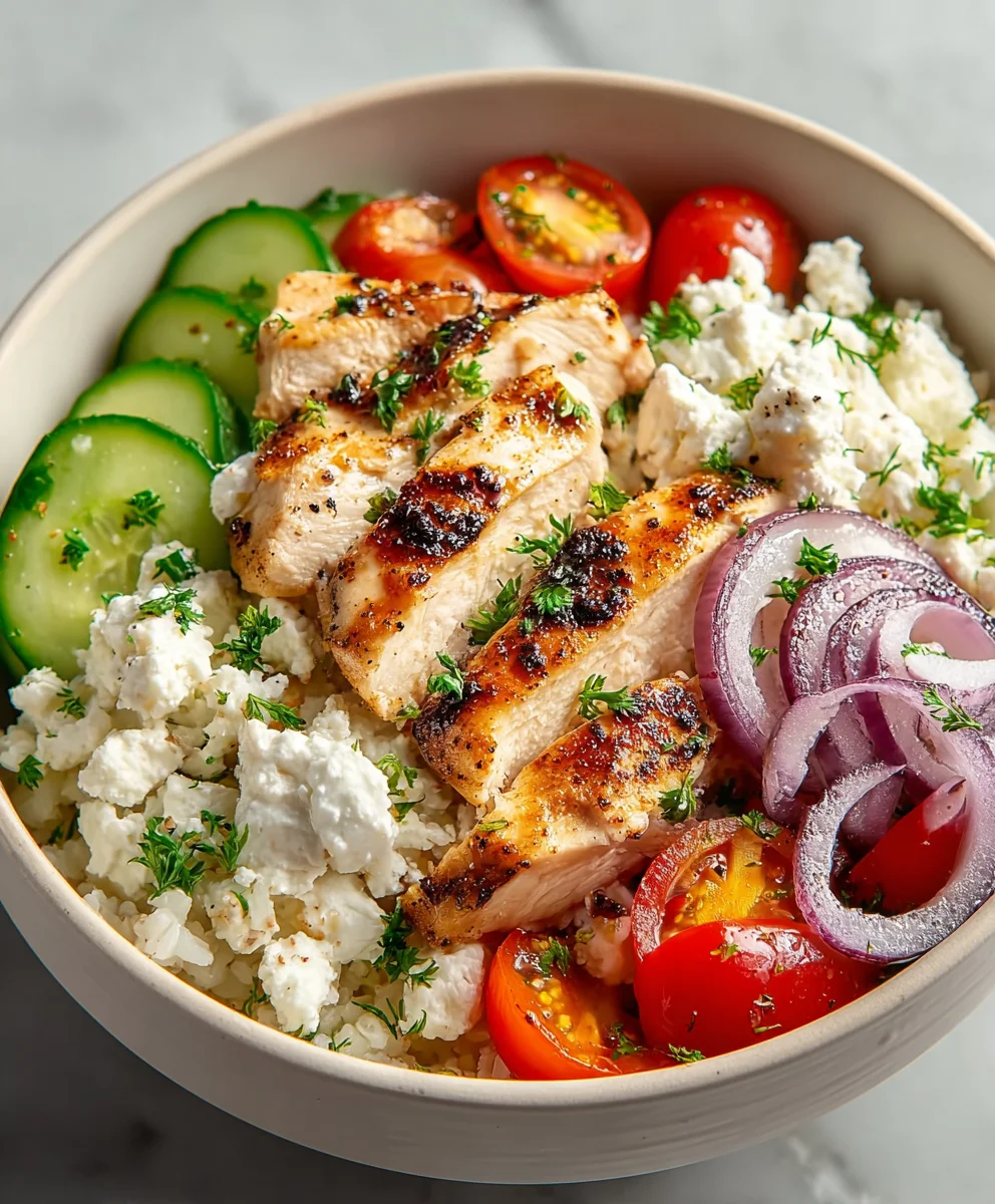Greek Chicken Cottage Cheese Bowl-Healthy Meal