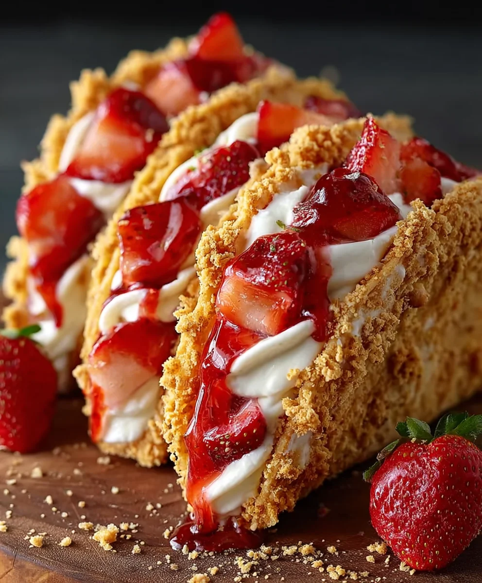Strawberry Crunch Cheesecake Tacos-Sweet Dessert Delight