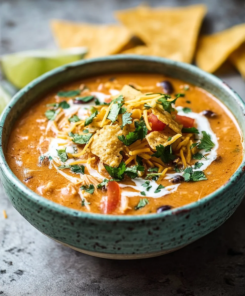 Easy Creamy Chicken Enchilada Soup Recipe