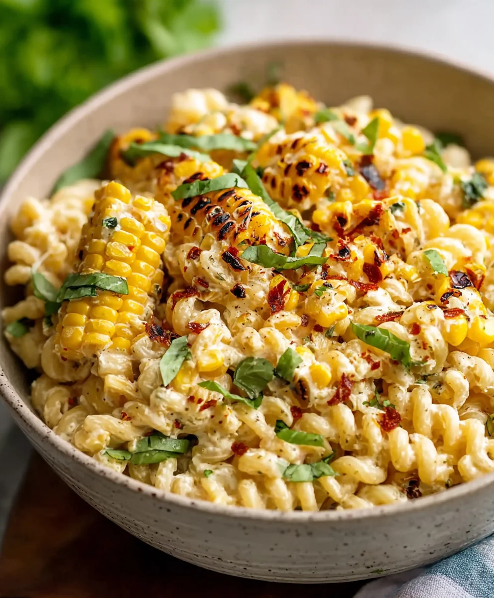 Creamy Street Corn Pasta Salad- Summer Favorite