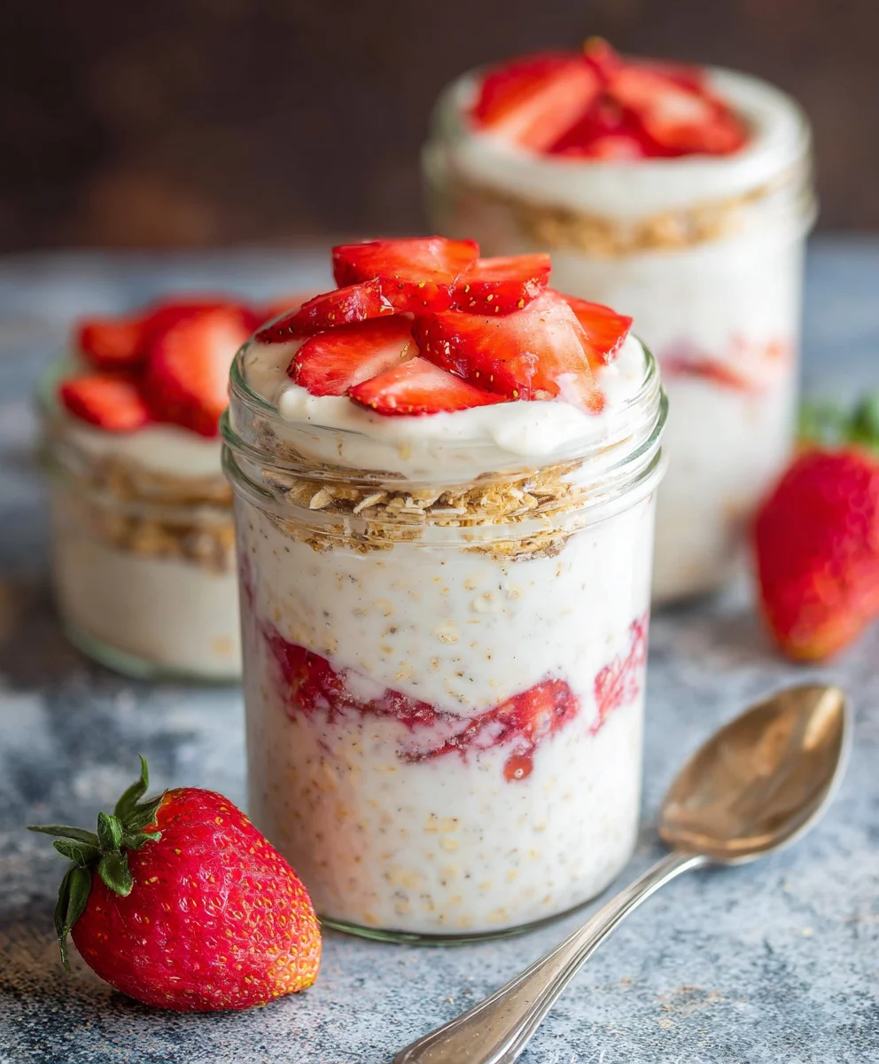 Strawberry Cheesecake Overnight Oats - Easy Breakfast Treat