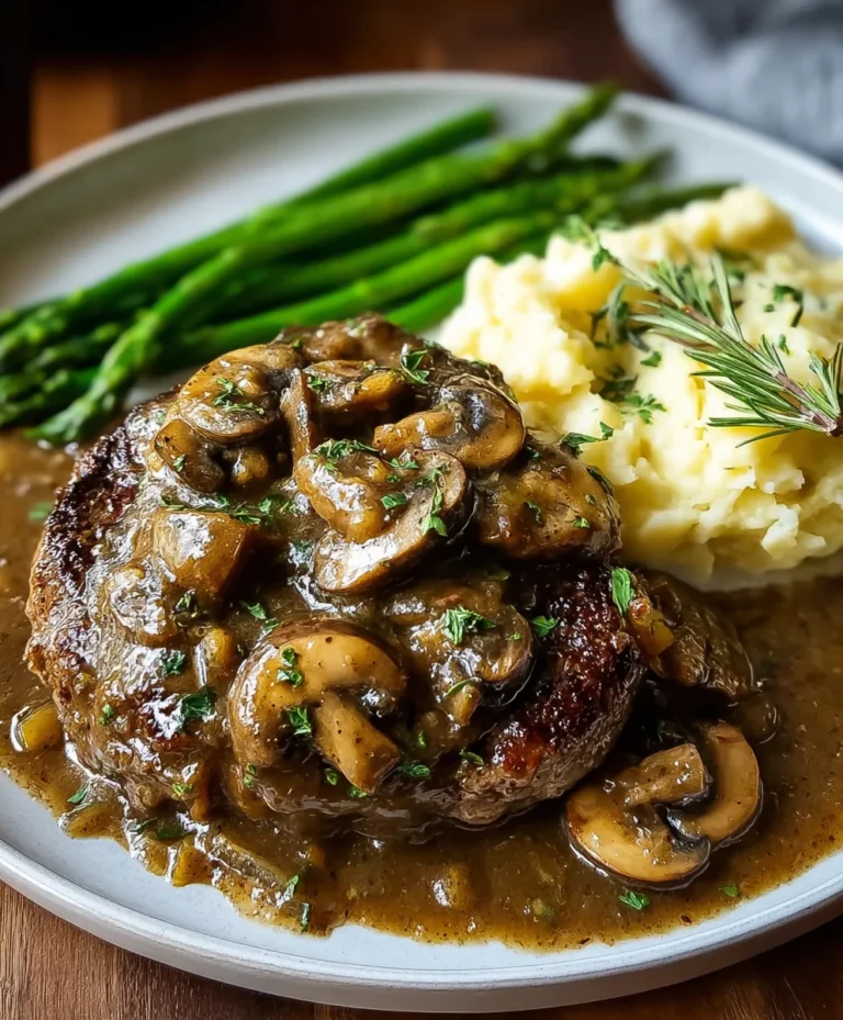 Bobby Flay’s Beef Salisbury Steak Mushroom Gravy