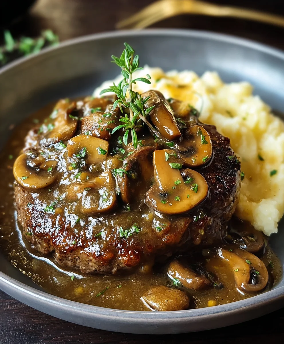 Bobby Flay's Beef Salisbury Steak Mushroom Gravy
