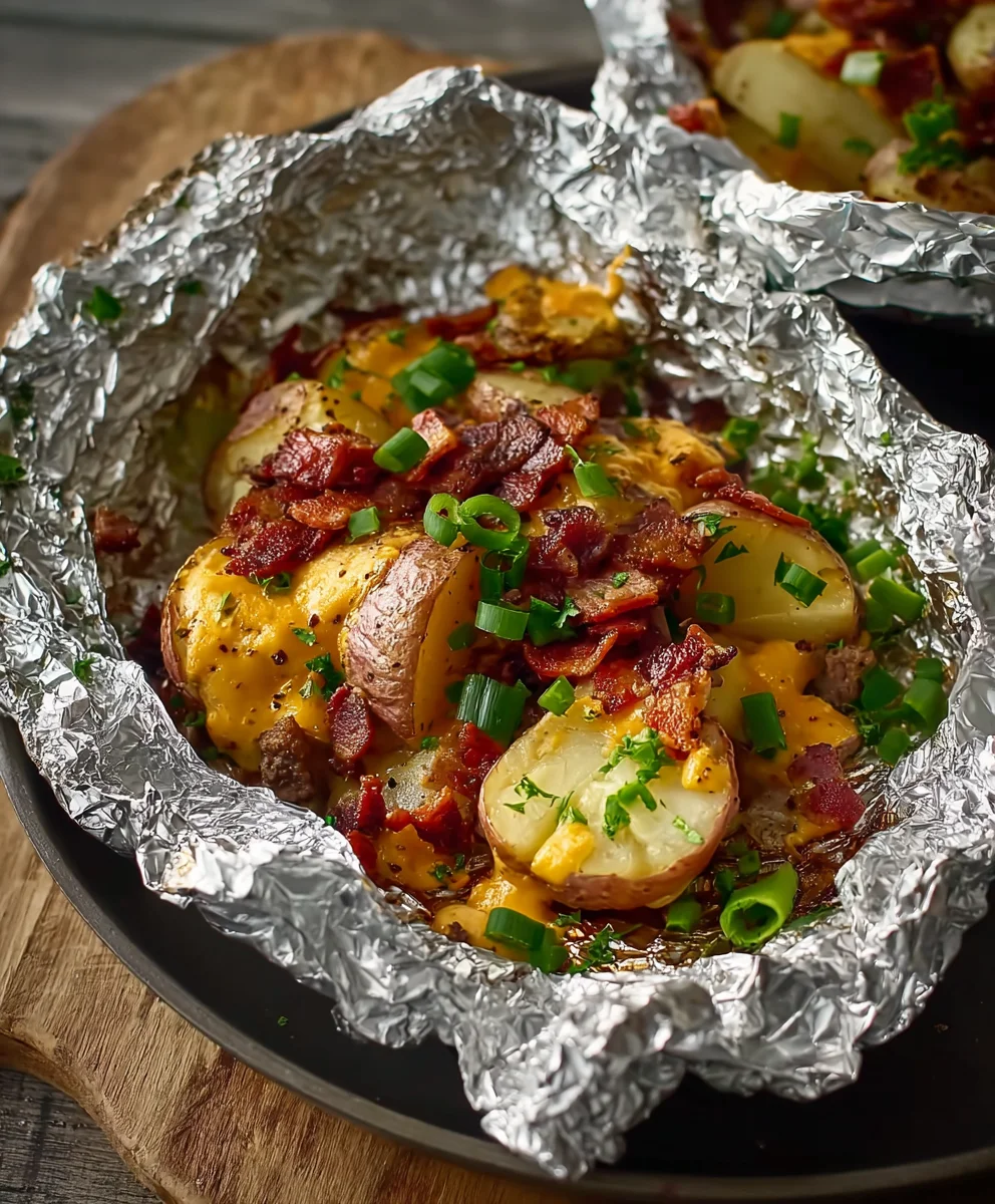 Cheesy Beef Beef Bacon Ranch Potato Foil Packets