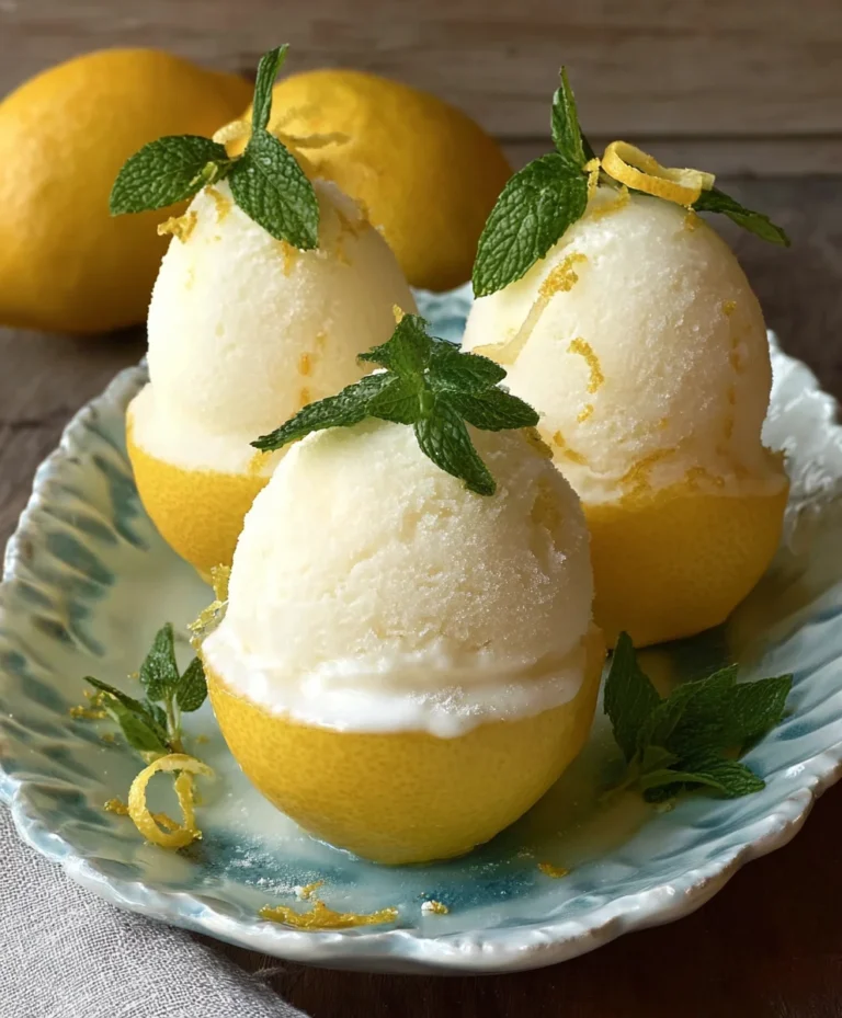 Frozen Lemon Shell Sorbet- Refreshing Citrus Treat