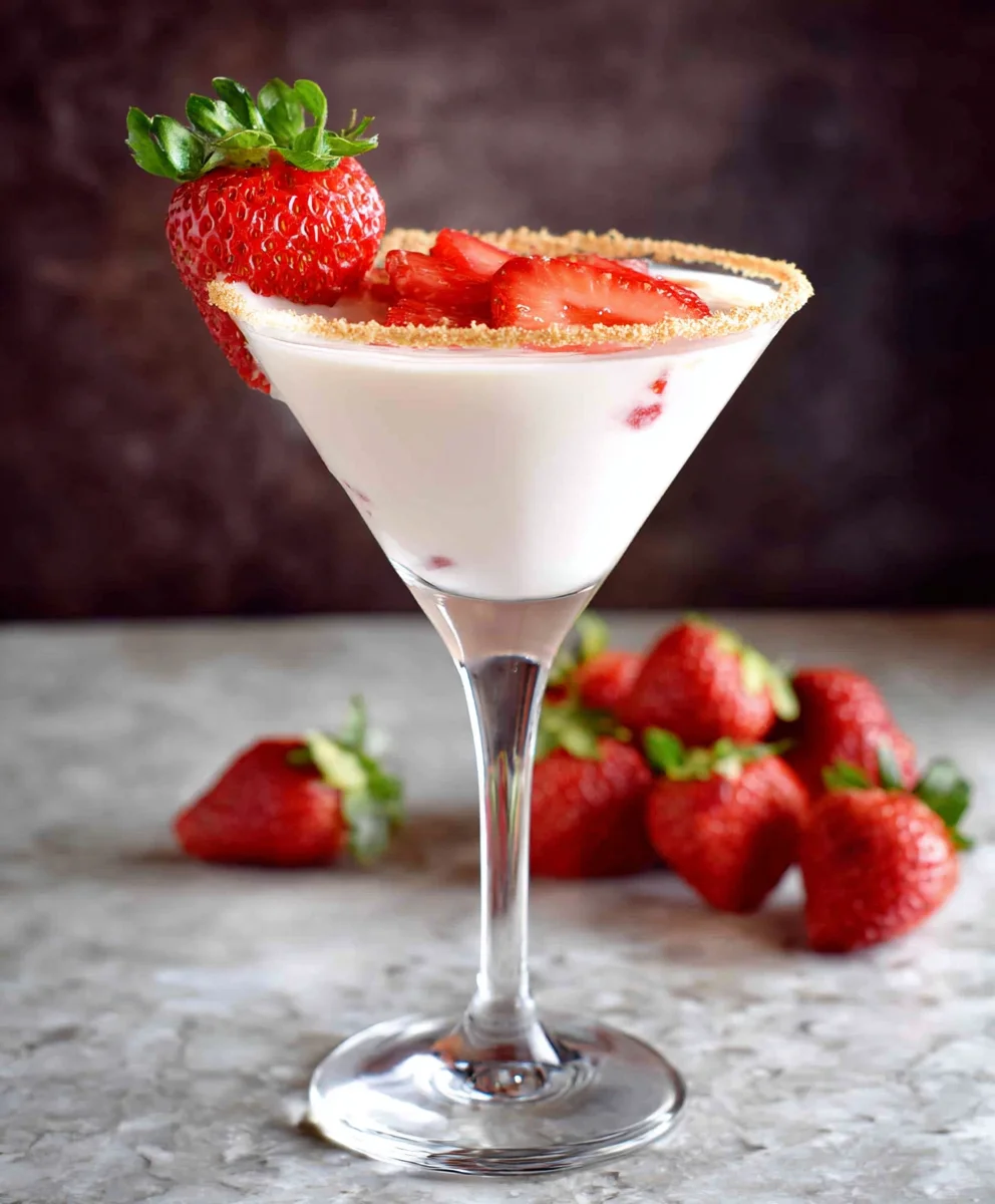 Strawberry Shortcake Martini - Delicious Non-Non-Non-Alcoholic Alternativeic Drink