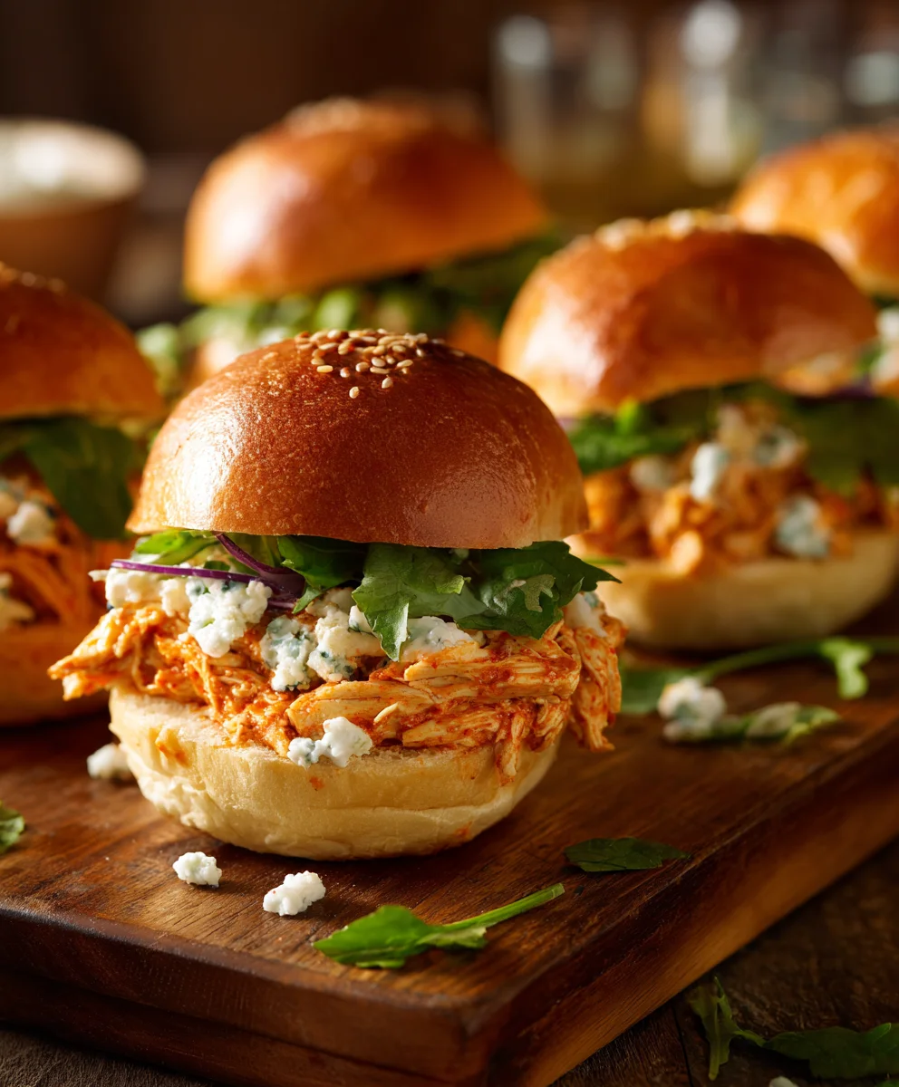 Spicy Buffalo Chicken Sliders-Easy & Delicious